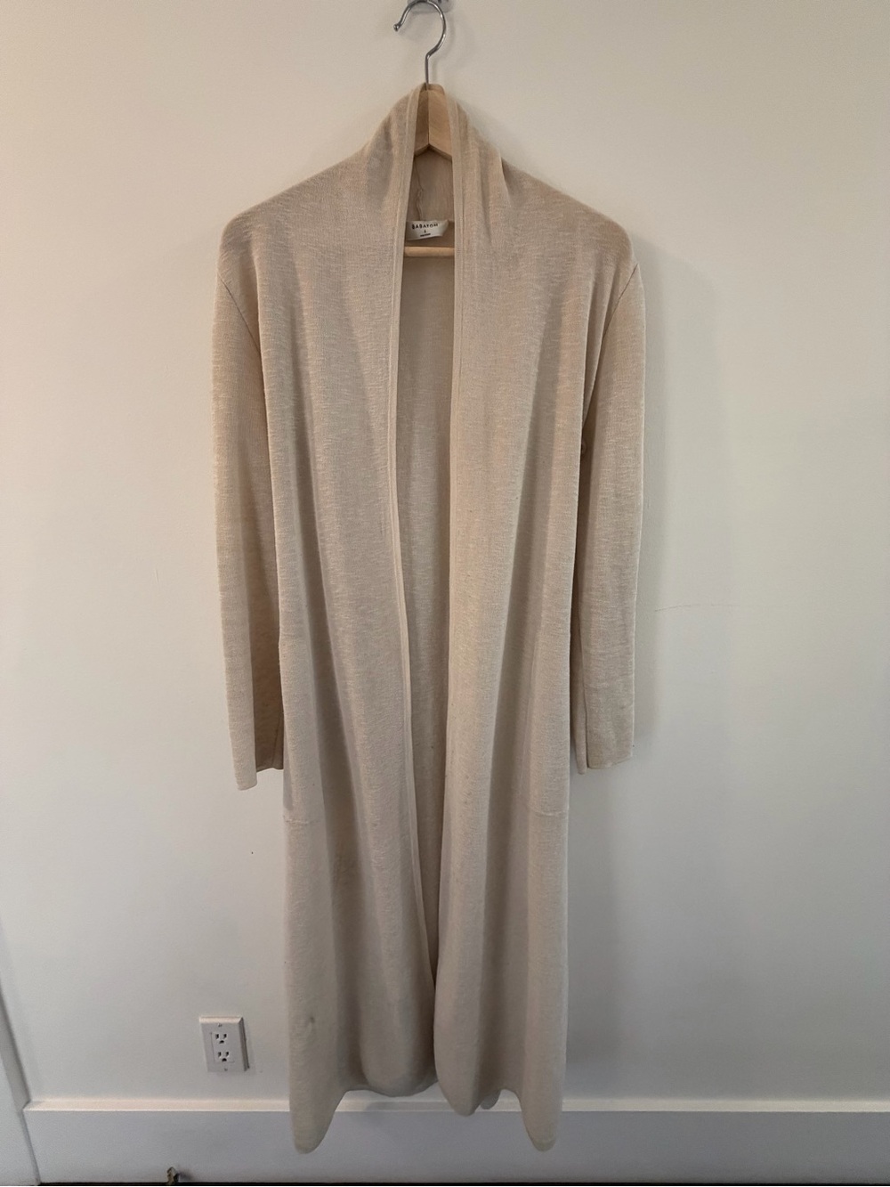 Babaton Cream Long Open-Front Cardigan
